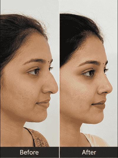 Nose job surgery before and after result